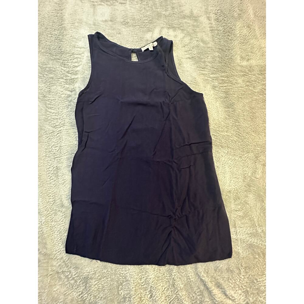 Moa Moa Women’s Sleeveless Tunic Top Small Rayon Keyhole Back Side Slits USA